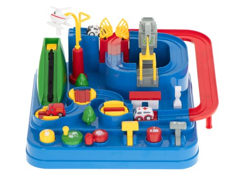 Tor przeszkód interaktywny samochodowy wyścigi parking 4 pojazdy auto radiowóz ambulans helikopter 32x32cm XXL