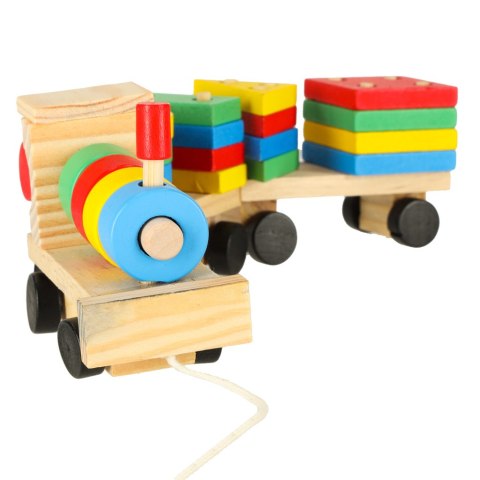 Kolejka pociąg lokomotywa klocki drewniane sorter układanka zręcznościowa 30cm