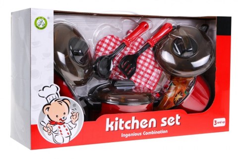 Czerwony zestaw Kucharza dla dzieci 3+ Garnki + Przybory kuchenne + Atrapy jedzenia 22 el. Czerwony zestaw Kucharza dla dzieci 3+ Garnki + Przybory kuchenne + Atrapy jedzenia 22 el.