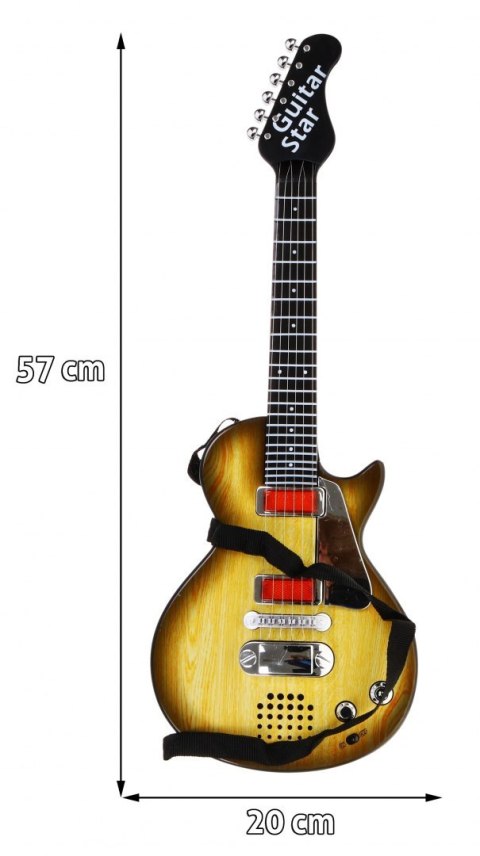 Elektryczna Gitara dla dzieci 3+ imitacja drewna + Słuchawki z mikrofonem + Dźwięki Światła Elektryczna Gitara dla dzieci 3+ imitacja drewna + Słuchawki z mikrofonem + Dźwięki Światła