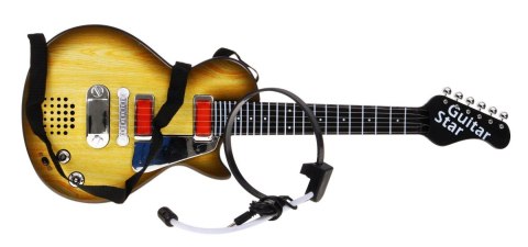 Elektryczna Gitara dla dzieci 3+ imitacja drewna + Słuchawki z mikrofonem + Dźwięki Światła Elektryczna Gitara dla dzieci 3+ imitacja drewna + Słuchawki z mikrofonem + Dźwięki Światła