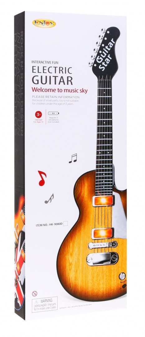 Elektryczna Gitara dla dzieci 3+ imitacja drewna + Słuchawki z mikrofonem + Dźwięki Światła Elektryczna Gitara dla dzieci 3+ imitacja drewna + Słuchawki z mikrofonem + Dźwięki Światła