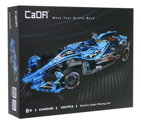 Klocki techniczne CaDA 1667 el. Bolid Formuła E wyścigówka dla dzieci 8+ Klocki techniczne CaDA 1667 el. Bolid Formuła E wyścigówka dla dzieci 8+