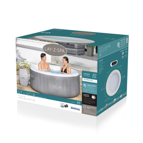 St. Lucia Lay-Z-Spa Jacuzzi dmuchane BESTWAY 3-osobowe + Pompa + Filtr + Pokrywa St. Lucia Lay-Z-Spa Jacuzzi dmuchane BESTWAY 3-osobowe + Pompa + Filtr + Pokrywa